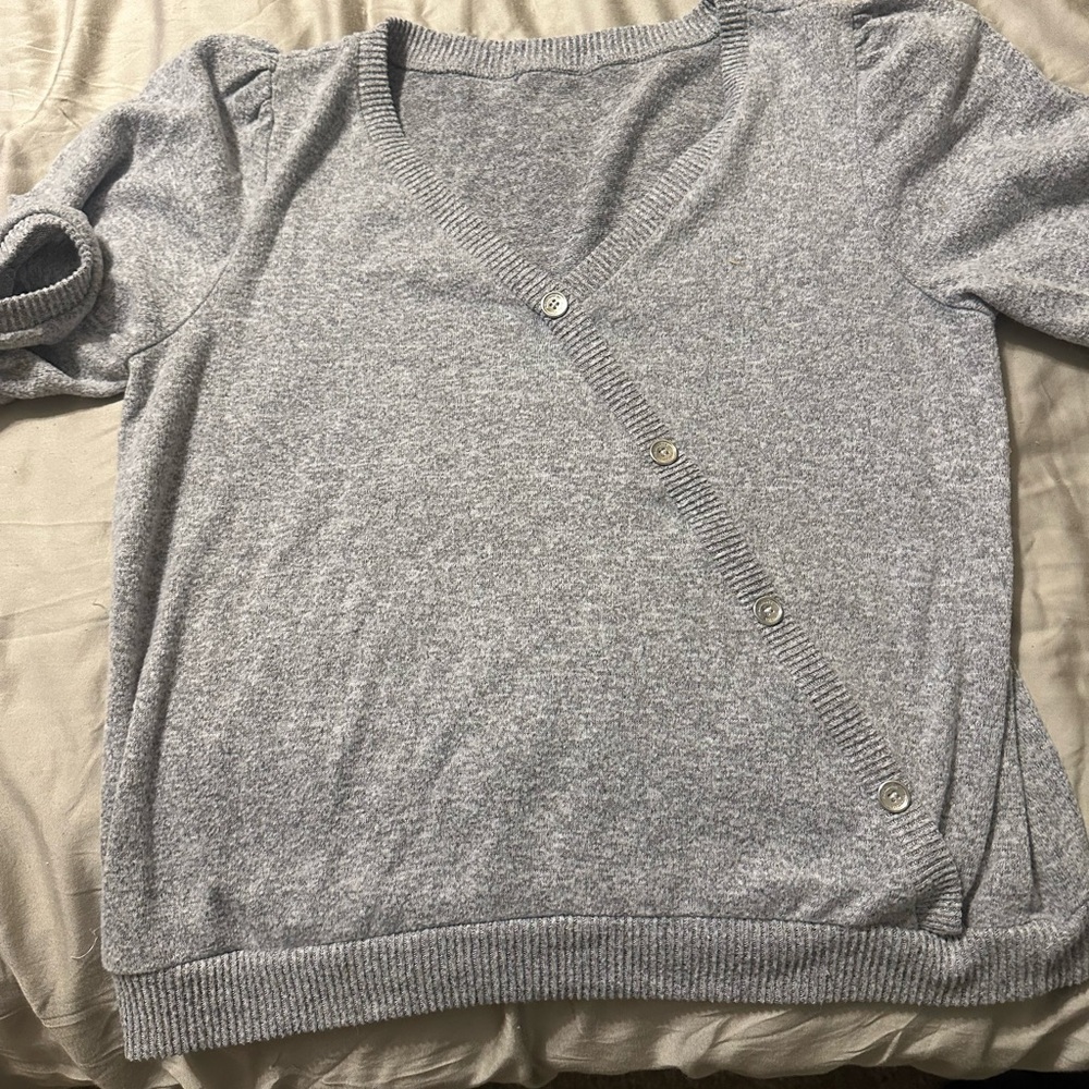 Gray V-Neck Women's Sweater